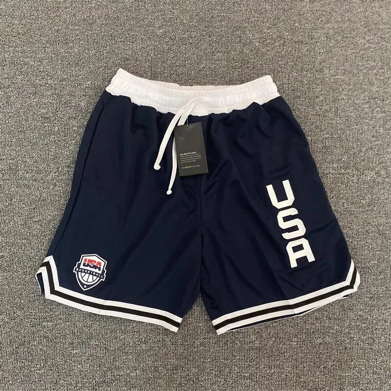 Men's 2-Pack Baggy Ice Silk Athletic Shorts, Loose-Fit with USA Letters All Over Print, Elastic Waist, Quick-Dry for Basketball & Gym, Machine Washable Men's Shorts, Fashion Apparel, Baggy Shorts