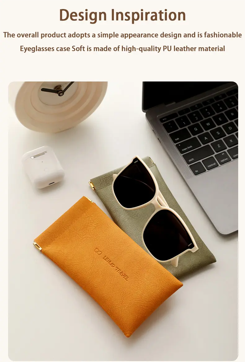 Leather Eyeglasses Cases PU Soft Sunglasses Pouch Squeeze Top Portable Glasses Cases for Men Women
