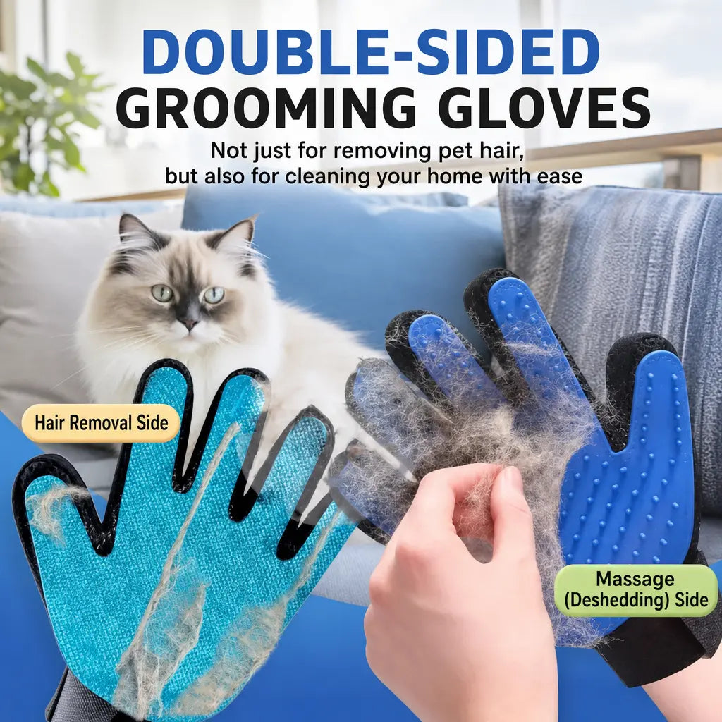 Upgraded 5-Finger Multifunctional Pet Grooming Deshedding & Massage Mitts Set