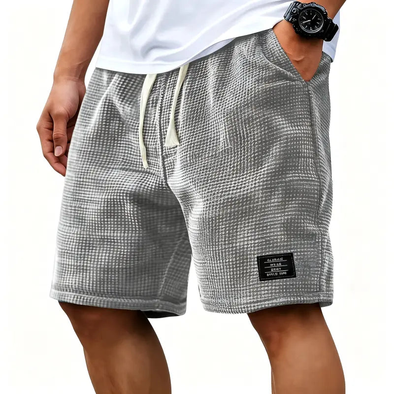 Men's 2-Pack Waffle Casual Shorts (Loose Fit, Solid Color)