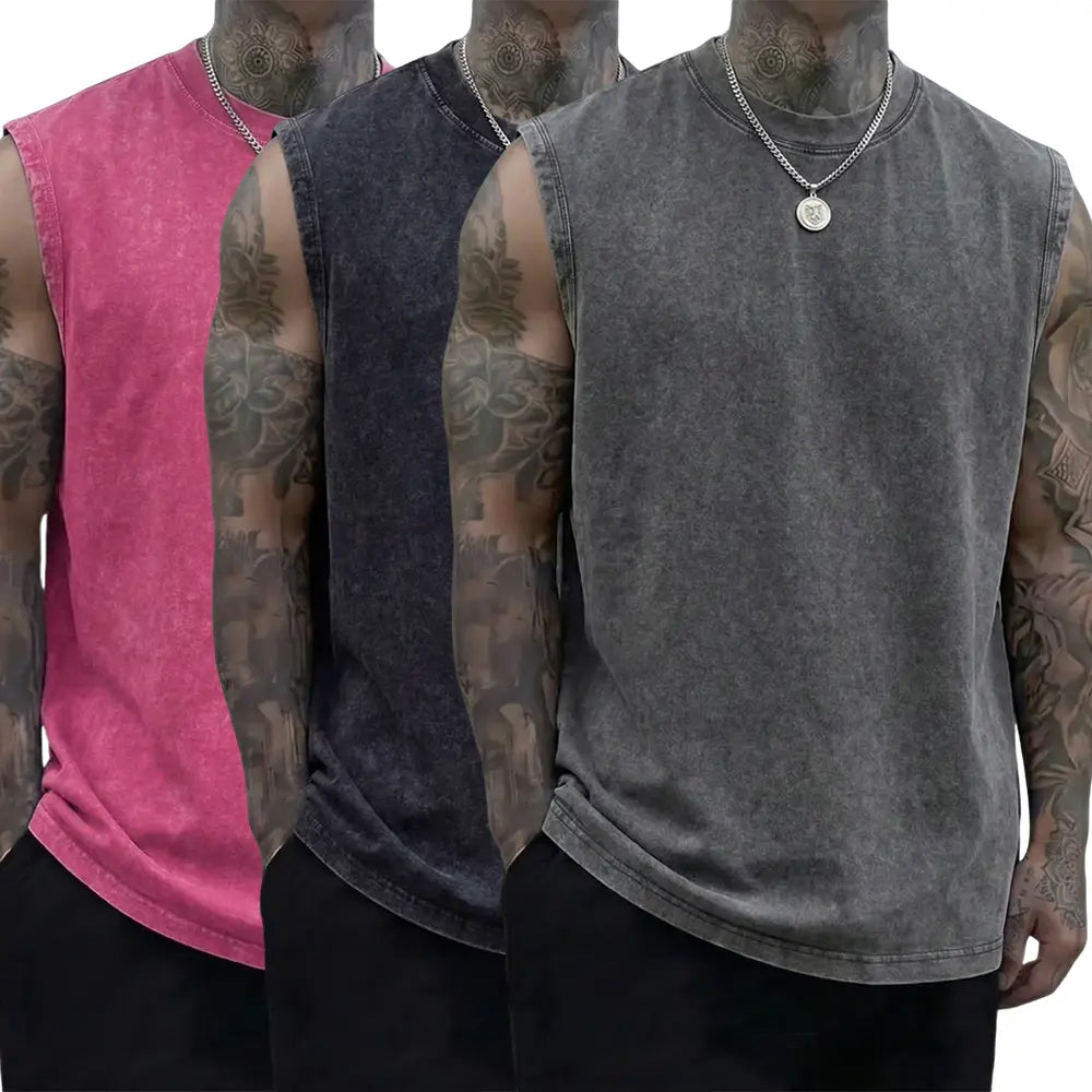 Unisex 3-Pack Vintage Heavyweight Cotton Tank Tops