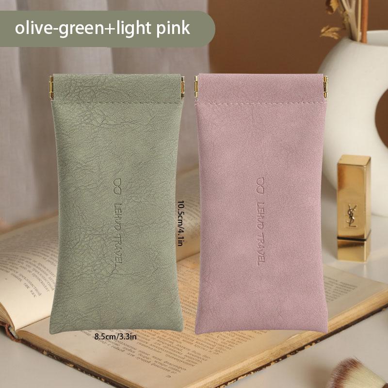 Soft PU Leather Squeeze-Top Eyeglasses and Sunglasses Pouch