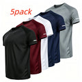 7PCS Men's Print Reflective Stripe  Sports T-Shirts, Quick Drying Breathable Round Neck T-shirt,Casual Tops for Workout Running, Gym Tees, Men's Sportswear for Summer  Running Shirts, Moisture-Wicking T-Shirts, Gym Workout Short Sleeve Shirts