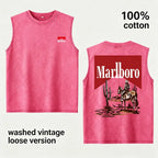 Vintage Washed Western Cowboy Sleeveless Tank Top for Men Women, 100% Cotton Oversized Desert Horse Rider Graphic Muscle Shirt, Retro Ranch Style Streetwear Tee, Casual Summer Gym Shirt, Gift for Boyfriend Husband Dad Country Fans