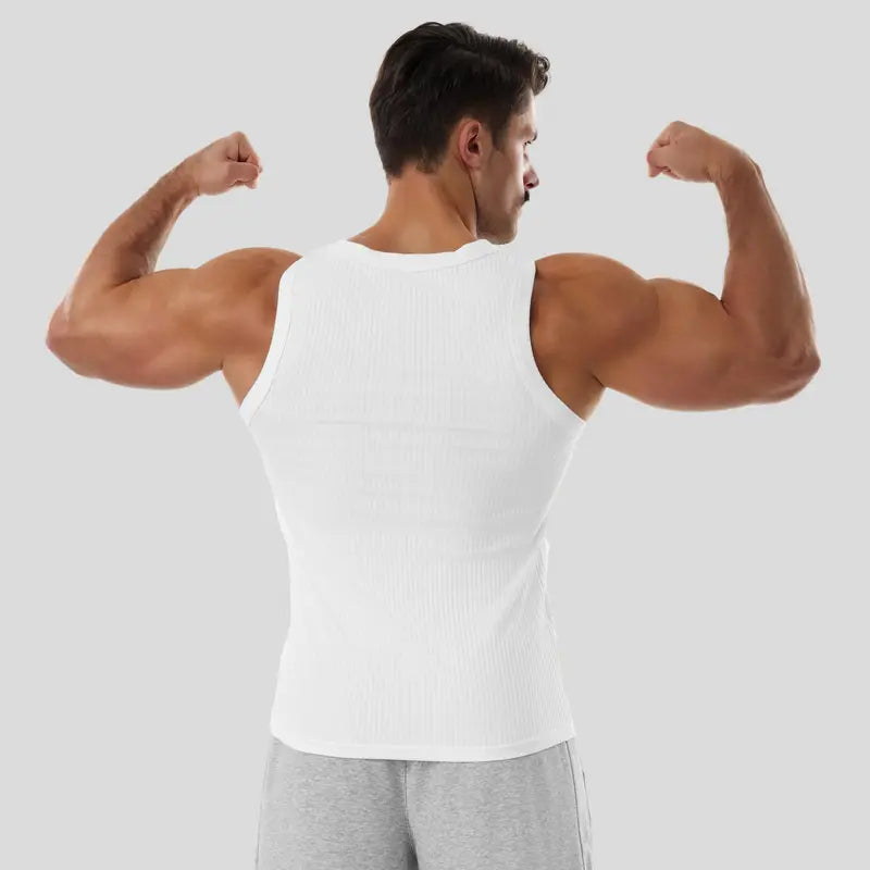 STREVATE Men's Wide Strap Ribbed Tank Top, High Stretch Breathable Muscle Tank, Heavyweight Drapey Fit Gym & Casual Sleeveless Shirt