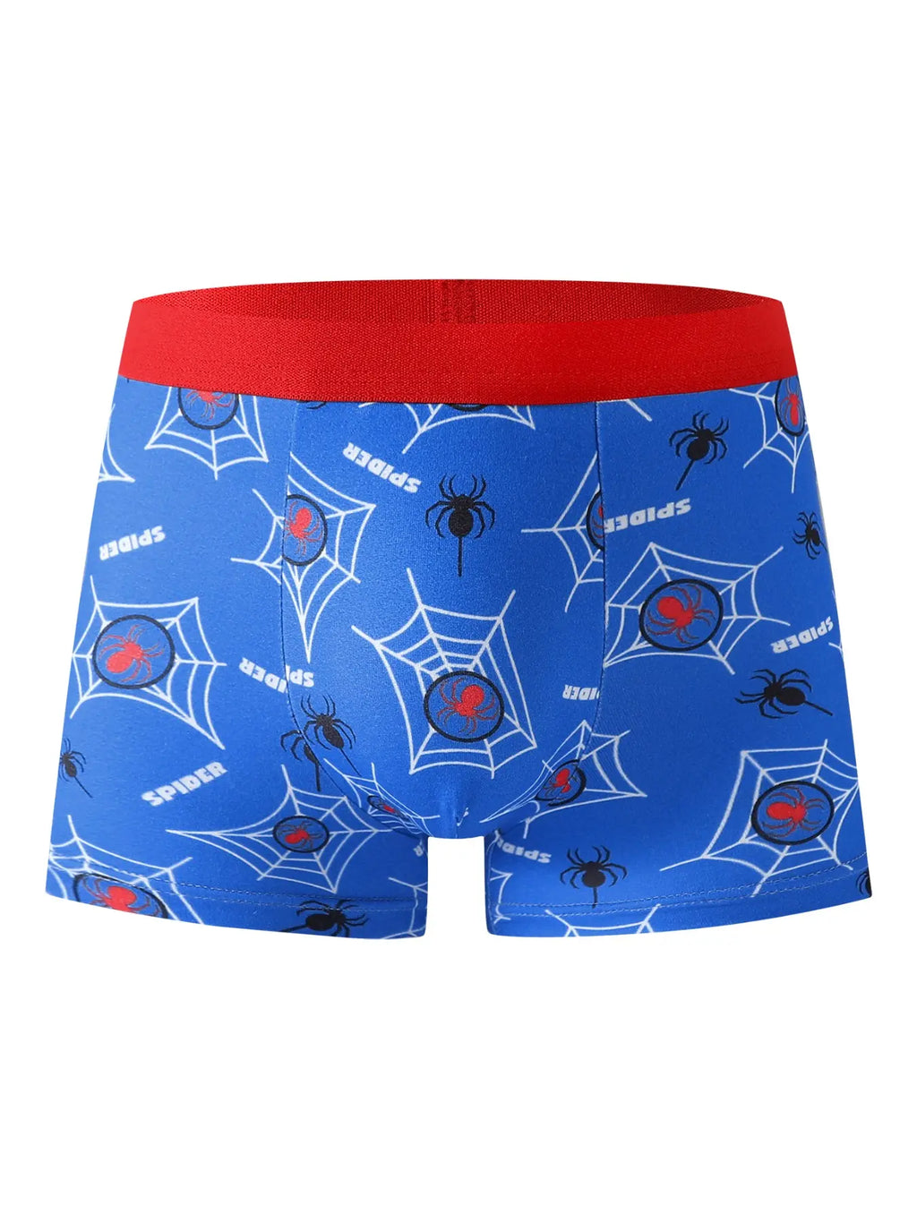 5-Pack Boys' Underwear Set, Spider Print Cartoon Design, Soft & Comfortable, Casual Street Style, Suitable for Ages 4-10, Printed Underwear