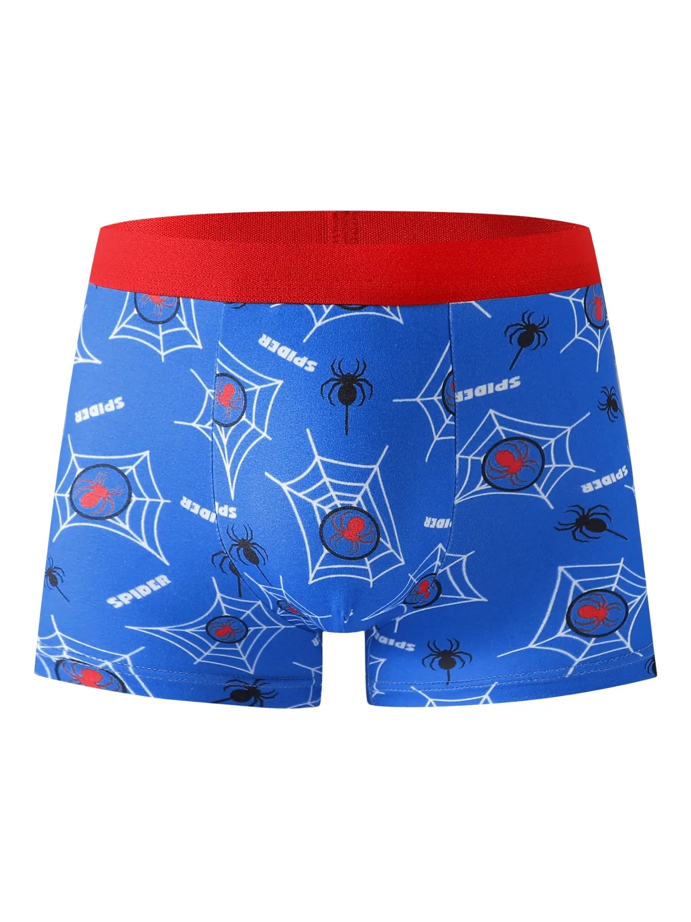 5-Pack Boys' Underwear Set, Spider Print Cartoon Design, Soft & Comfortable, Casual Street Style, Suitable for Ages 4-10, Printed Underwear