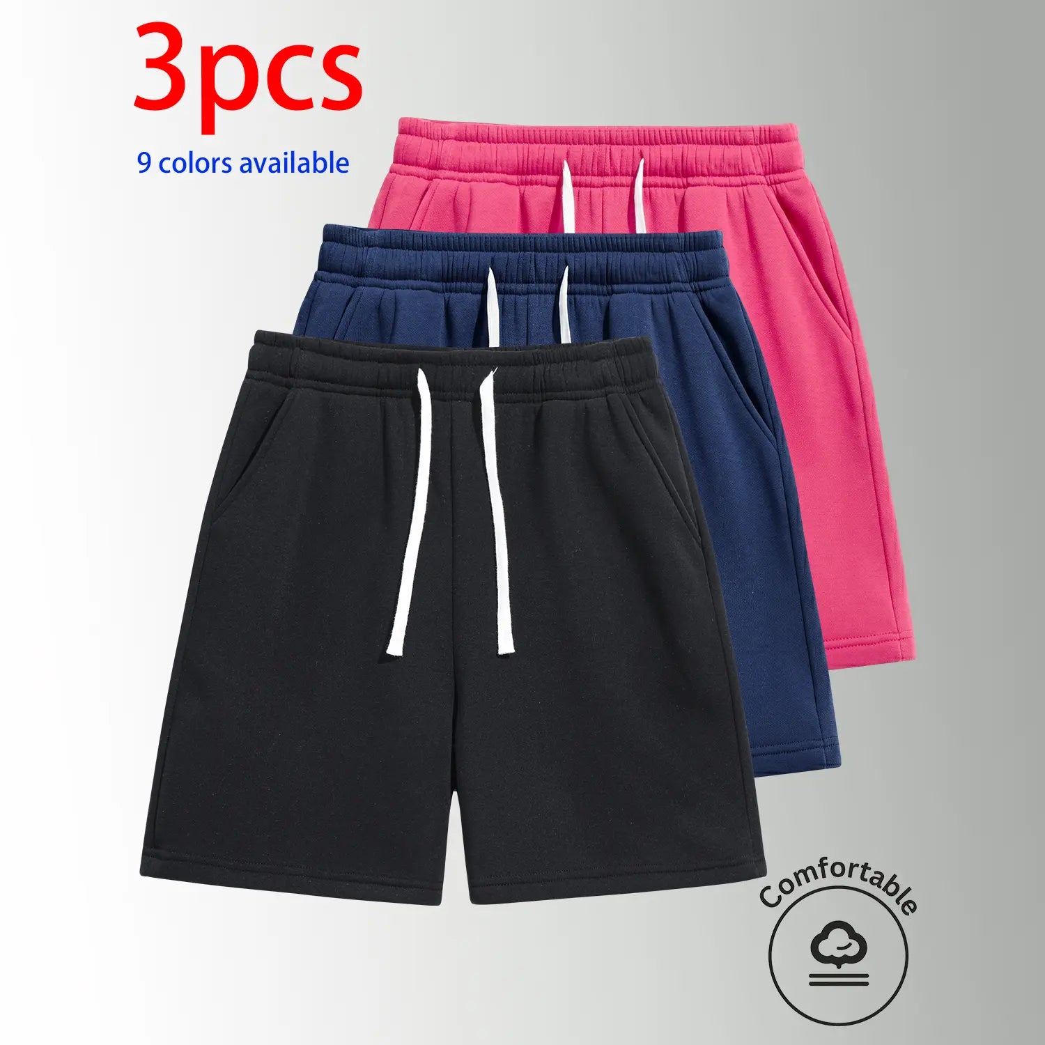 Unisex 3-Pack 5-Inch Drawstring Athletic Shorts: Breathable Running & Casual Shorts