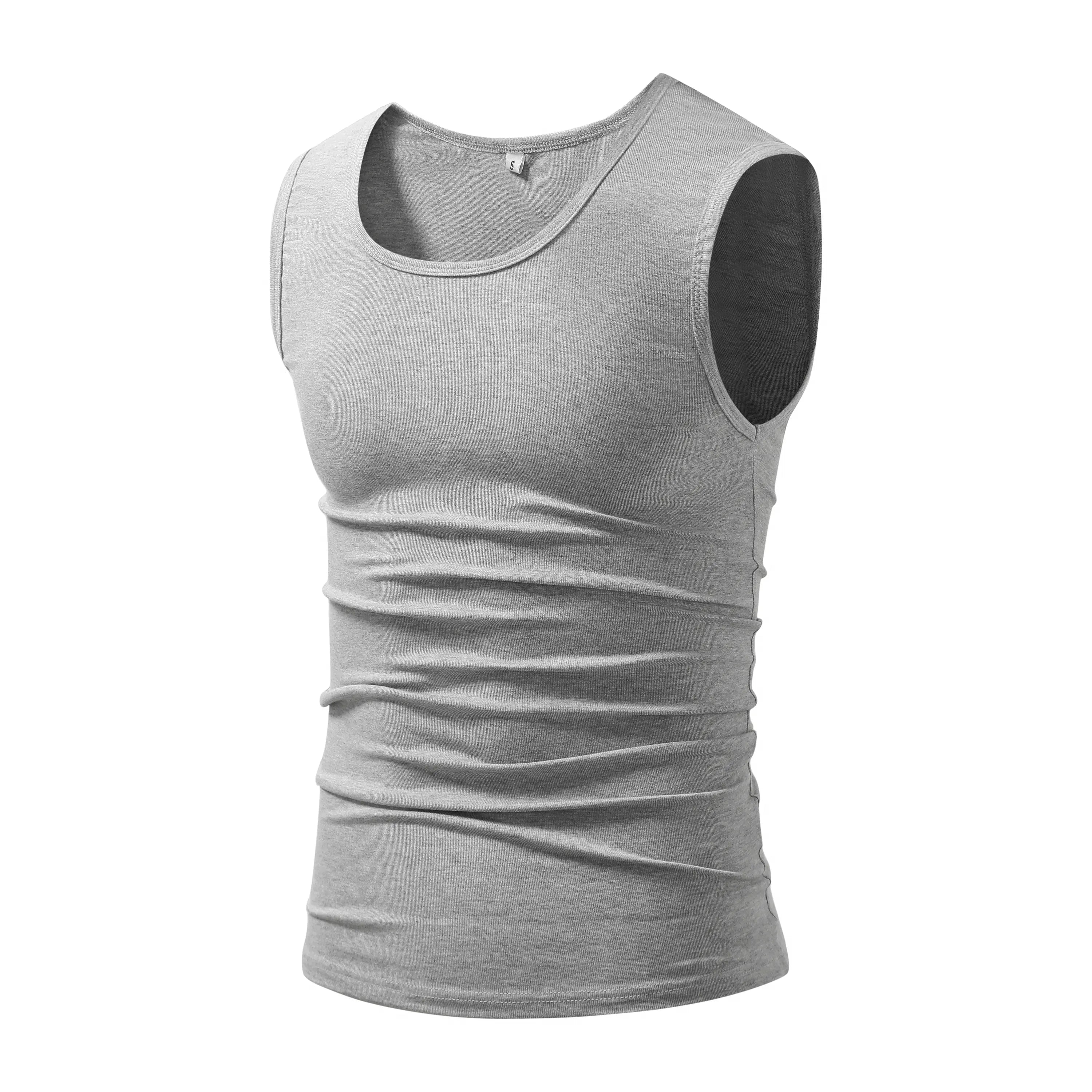 Men 4Pack Cotton Muscle Tank Tops Comfort Stretchy Breathable Summer Workout Sleeveless Sports Undershirts (optional sets of 4 or 2) High Elasticity Lifestyle Beater