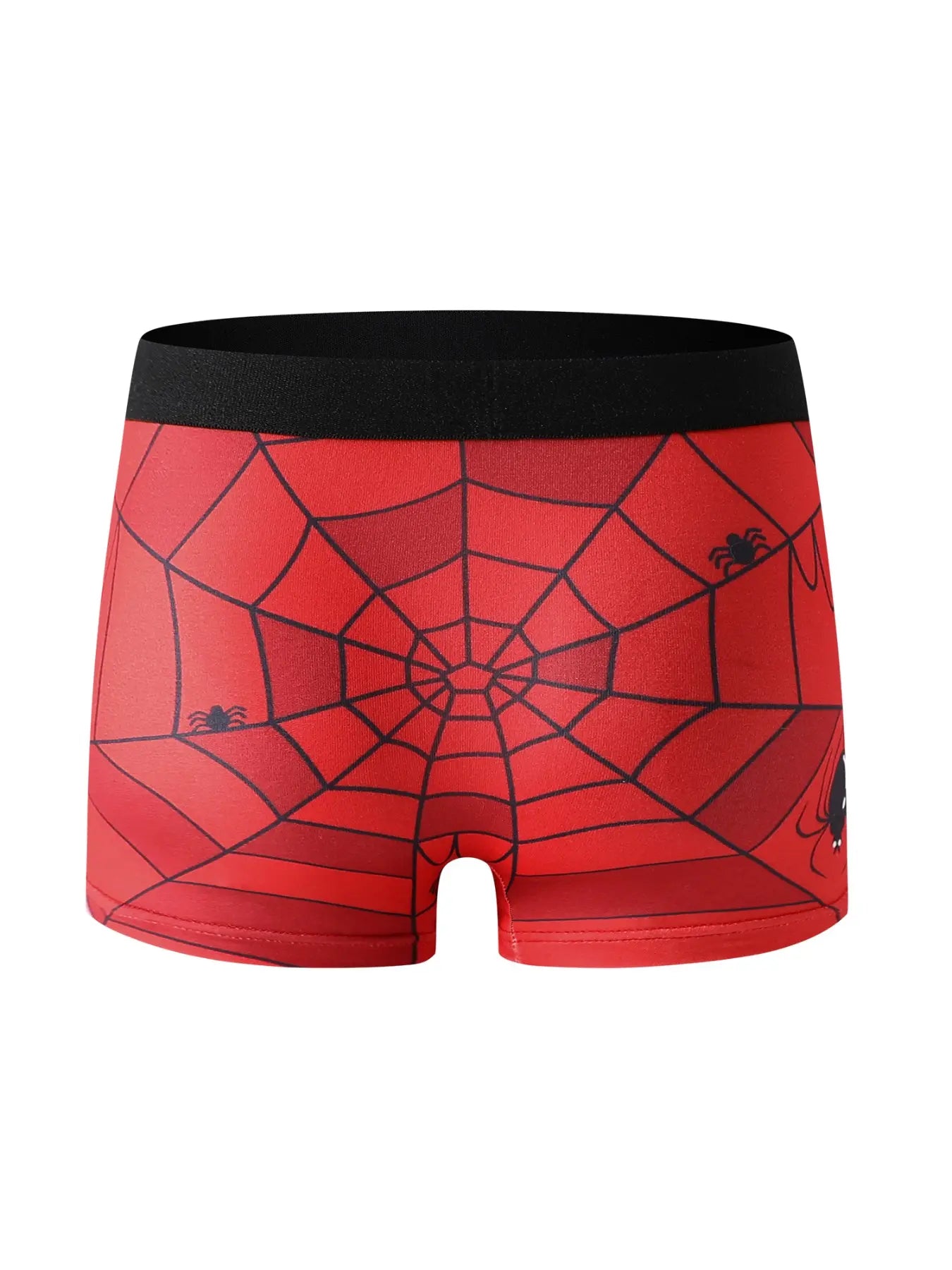5-Pack Boys' Underwear Set, Spider Print Cartoon Design, Soft & Comfortable, Casual Street Style, Suitable for Ages 4-10, Printed Underwear