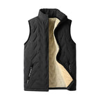 Men's Fleece-Lined Winter Vest with Stand-Up Collar