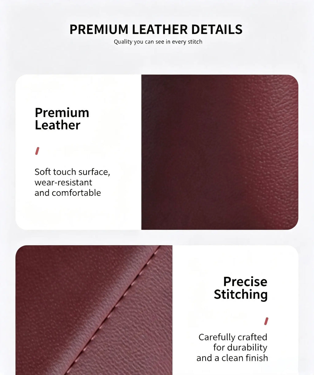 Leather car door storage pocket - double-layer compartments, scratch-proof flannel lining, residue-free adhesive, organizes keys & phones, keeps car interiors tidy, fits most sedans, SUVs and trucks for daily driving