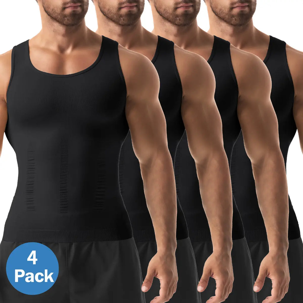 1/2/3/4 Pack Menswear Shapewear Compression Tank Top Daily Casual Undershirt Tummy Control Workout Underwear Shirt Body Shaper Breathable Elastic Soft Stretchy Fabric Sports Sleeveless Fitted