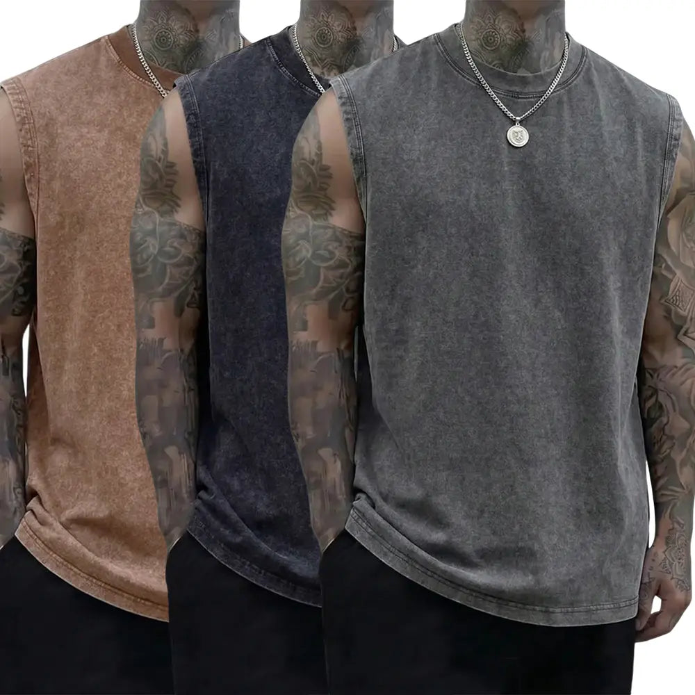 Unisex 3-Pack Vintage Heavyweight Cotton Tank Tops