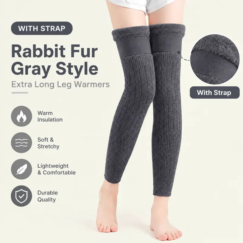Unisex Long Winter Knee Warmers with Thick Lining and Stretch Fit