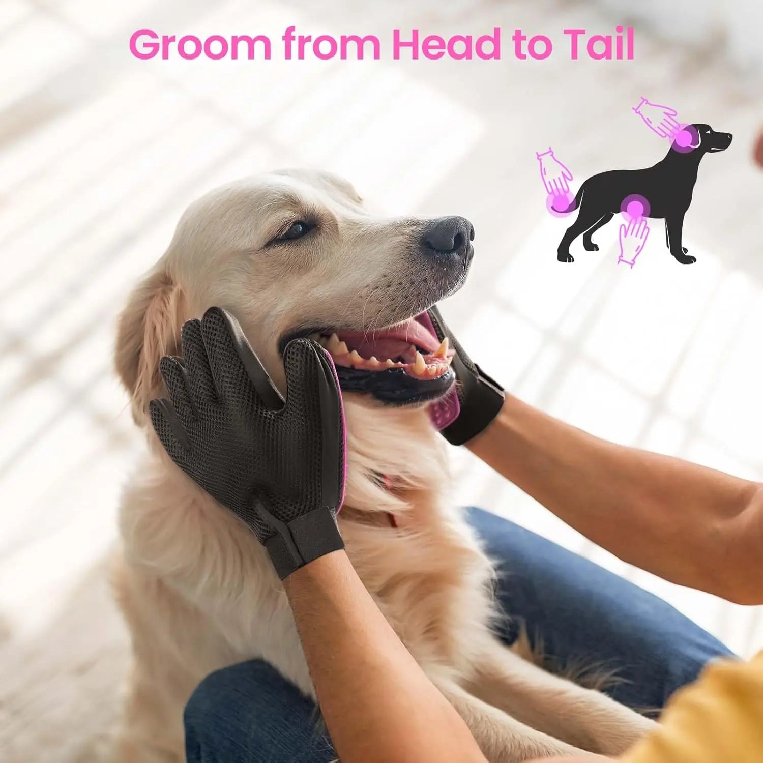 Upgraded 5-Finger Multifunctional Pet Grooming Deshedding & Massage Mitts Set