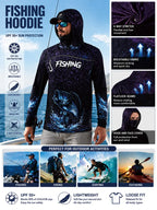 Men's Long Sleeve Hooded Fishing Shirt with Face Mask, Gradient Color Outdoor Fishing Clothing