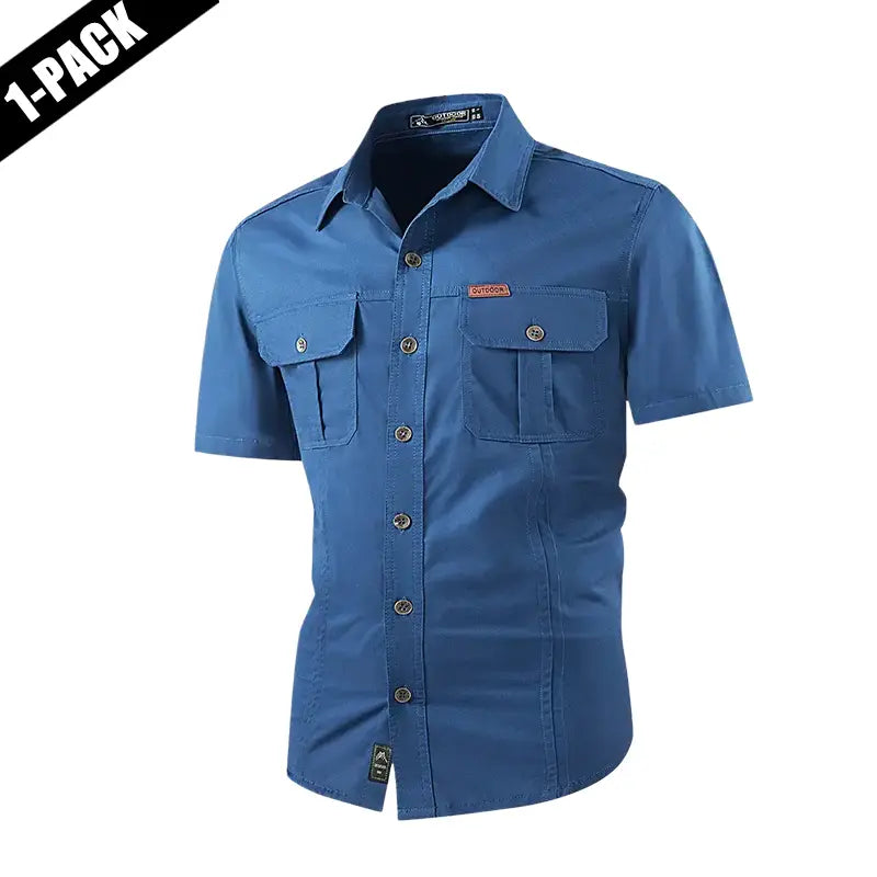 2-pack: summer outdoor casual short-sleeve work shirt with multiple pockets, lightweight design