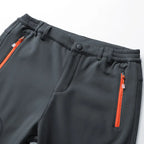 Men's Plain Polyester Fleece Insulated Thermal Pants - Heavy-Duty Waterproof Softshell, Below-the-Ankle, Heat-Reflective, Zip Pockets, Cold Weather Male Clothing Clothes Products for Hiking, Adventure