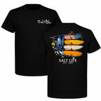 Unisex🏖️ Unisex Salt Life Surfboards Graphic T-Shirt (American Flag & Skull)