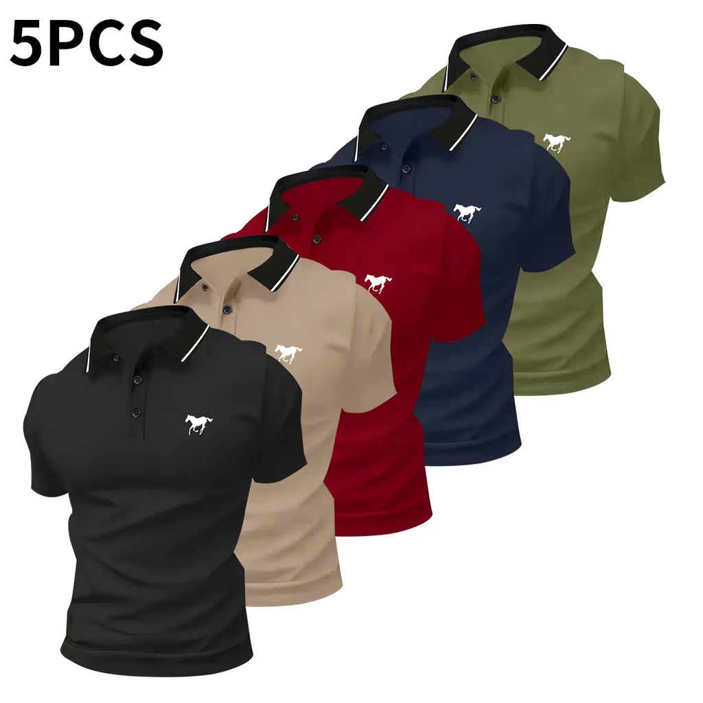 Men's Casual Business Polo Shirt - Versatile Solid Buttoned Top