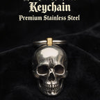 3D Skull Stainless Steel Keychain for Men, Gothic Punk Metal Charm, Cool EDC Gift for Bikers