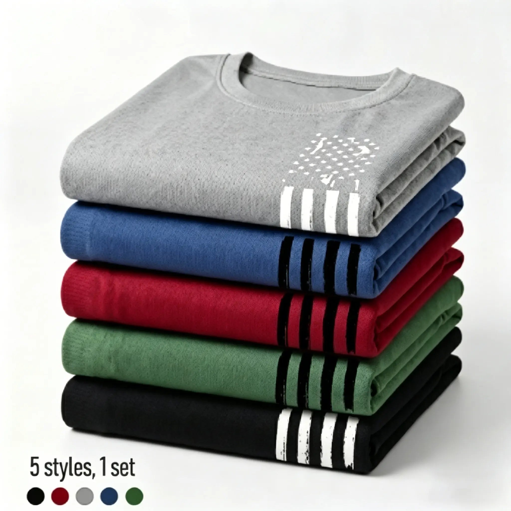 Men's 5-Piece Long Sleeve Shirt - Lightweight Plain Lining Patriot Apparel, Quick-Drying Breathable Activewear Athletic Apparel for Male Gym, Biking & Daily Casual Wear (Spring, Autumn)