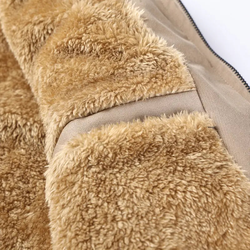 Men's Fleece-Lined Hooded Winter Coat with Full Zip and Pockets