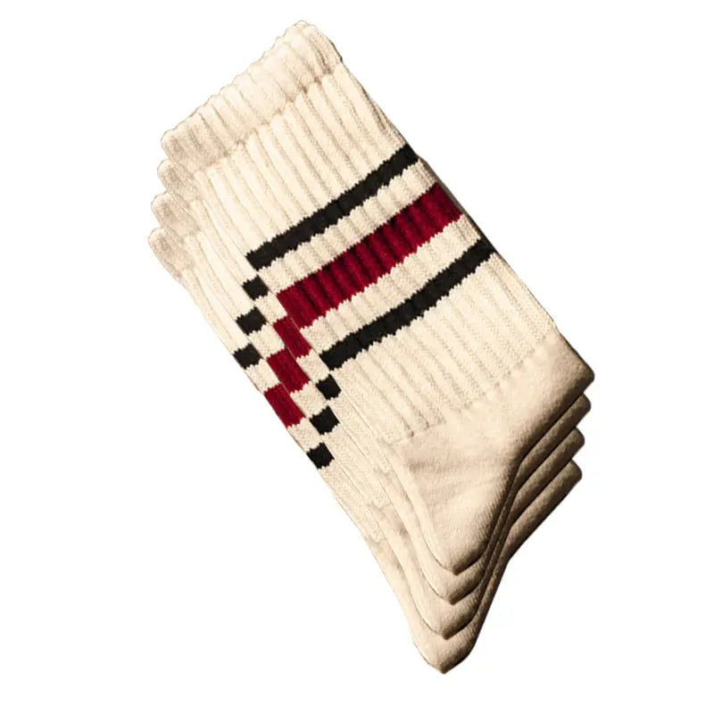 4 Pairs Natural 98% Cotton Crew Socks - Seamless, Breathable, Cozy Fall & Winter Socks for Women & Men
