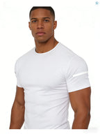 7PCS Men's Print Reflective Stripe  Sports T-Shirts, Quick Drying Breathable Round Neck T-shirt,Casual Tops for Workout Running, Gym Tees, Men's Sportswear for Summer  Running Shirts, Moisture-Wicking T-Shirts, Gym Workout Short Sleeve Shirts
