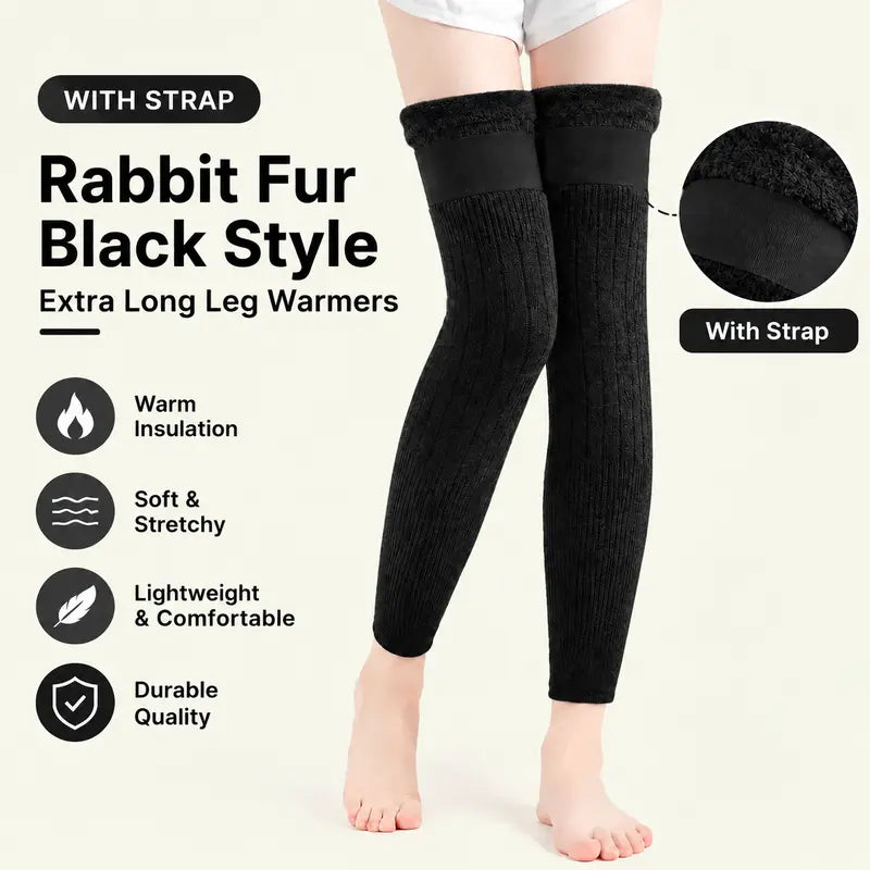 Unisex Long Winter Knee Warmers with Thick Lining and Stretch Fit