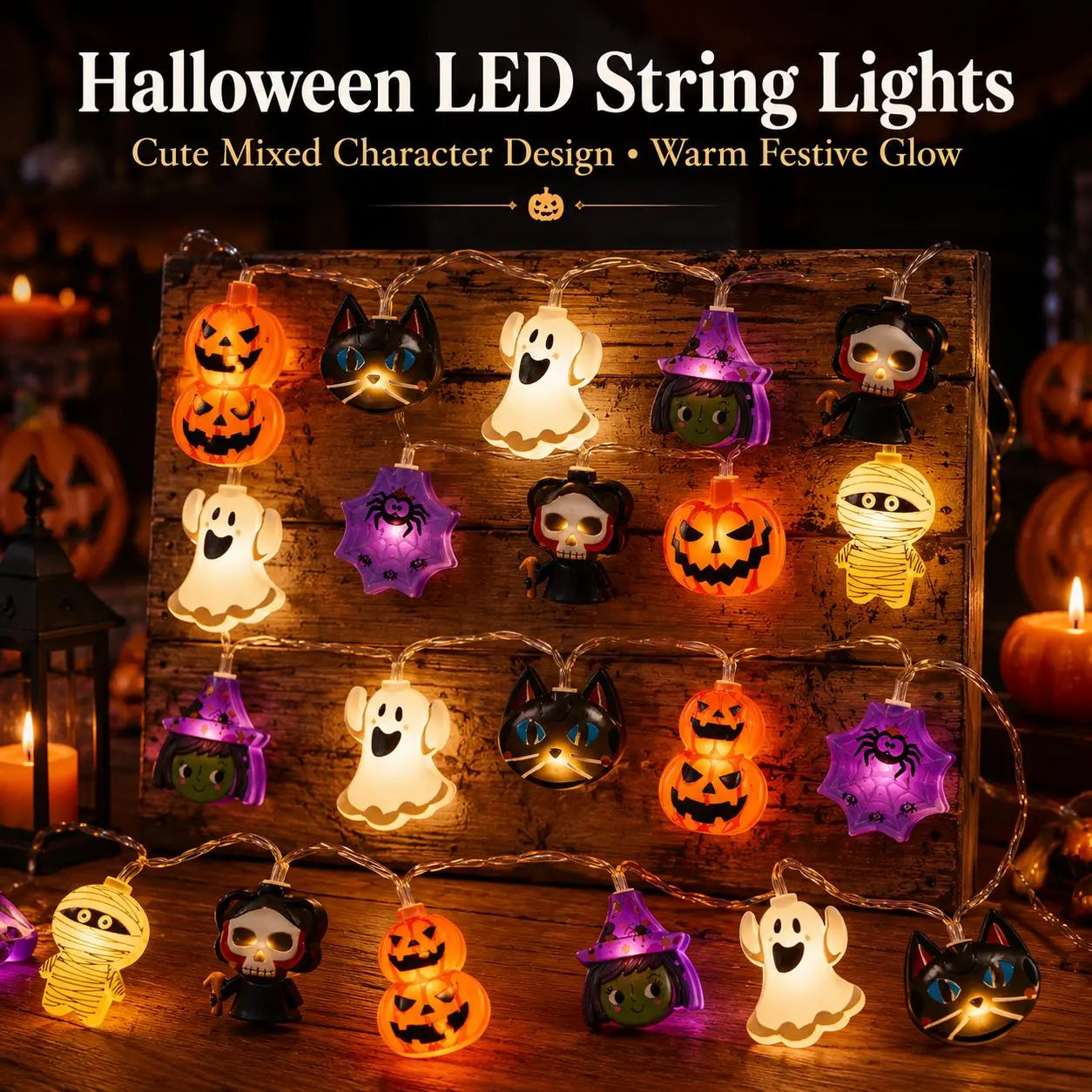 USB-Powered Pumpkin LED String Lights, 59.06–118.11-Inch Halloween & Fall Hanging Garland, Warm Festive Lights for Mantel, Window, Bedroom, Party, Thanksgiving & Home Decor