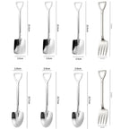 Retro Stainless Steel Spoons Set - 6/8PCS Square & Pointed Cutlery, 6PCS Silver Dessert Flatware with Serving Forks, Quirky Shape Sparks Smiles, Ice Cream Scoops, Tableware for Home Kitchen, Party Gifts, Bowl Spoon