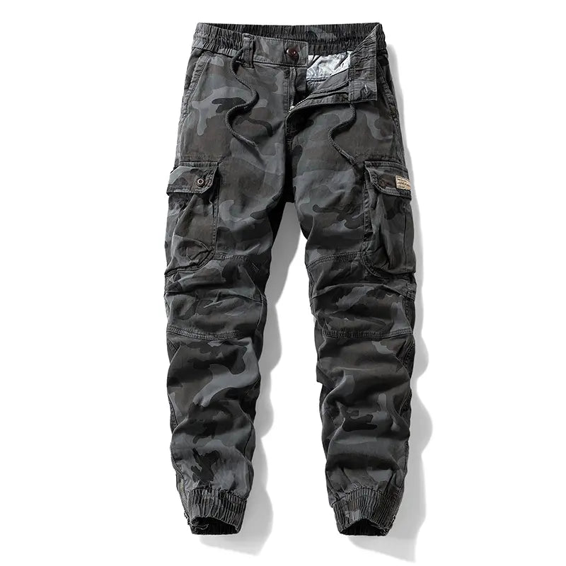 Menswear Fashion Men's Pants - Versatile Functional Cargo Pants for Men, Drawstring Cuffs, Multiple Pockets, Retro Outdoor Casual Style