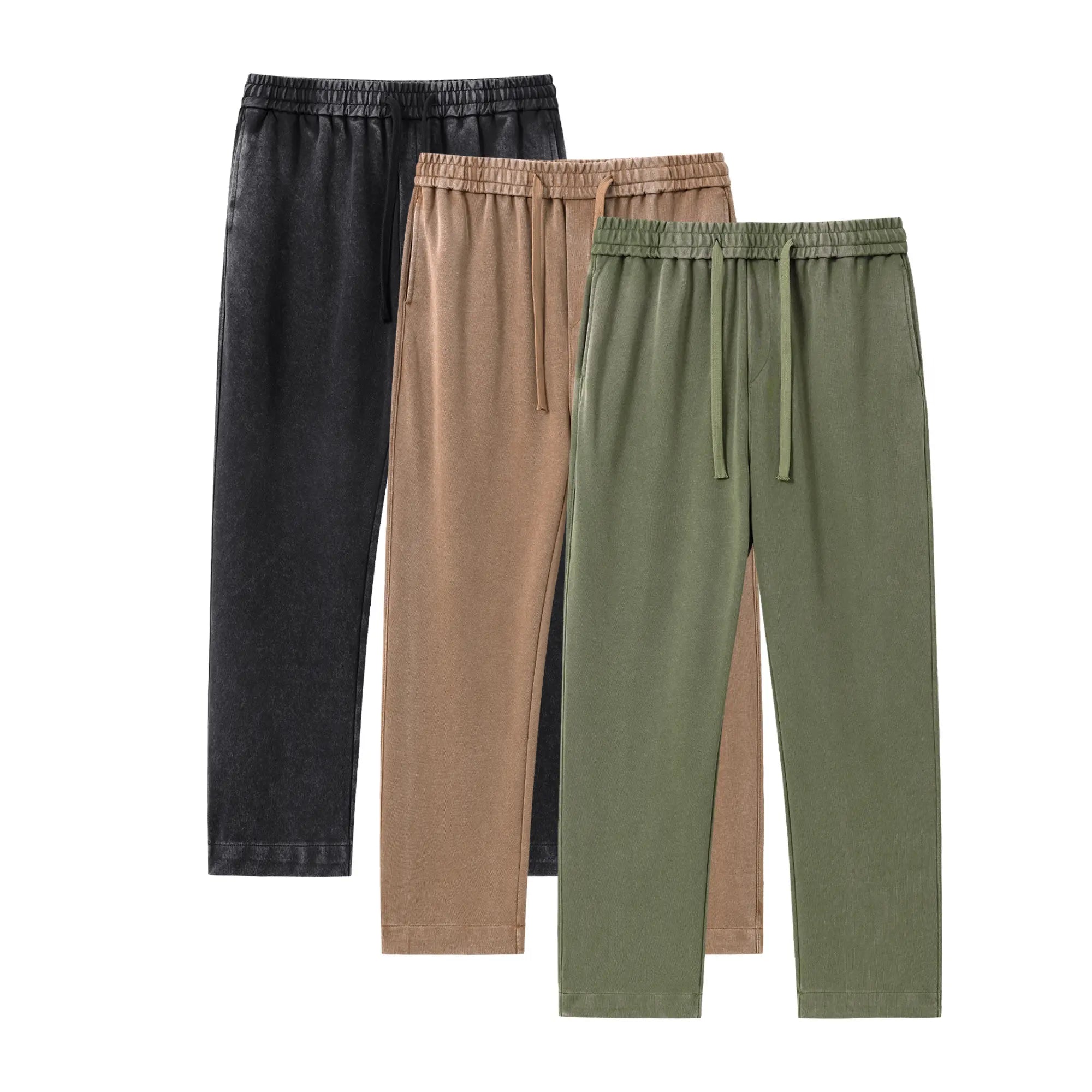 3 pack men’s acid wash, washed cotton solid color athletic casual sweatpants, unisex