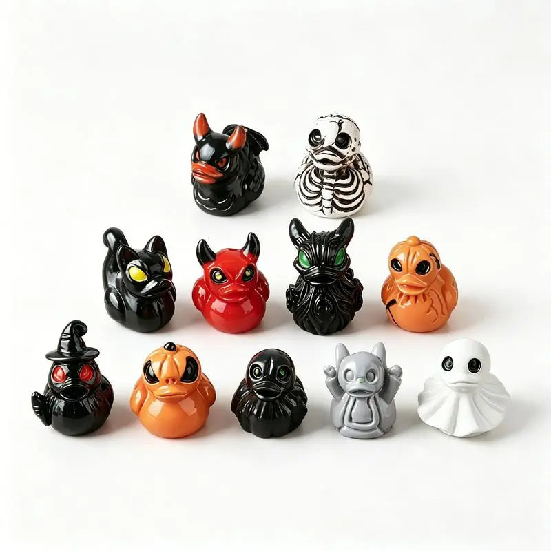 Mini Devil Ghost Skull Resin Ducks, Cute Spooky Desktop Decor, Creative Desktop Ornament, Mini Garden Ornament, Home Decor Ornament, Halloween Christmas Decoration, Party Gift, Decorative Piece, Decorative Ornaments