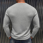 Men’s Ribbed Henley Long Sleeve Shirt Slim Fit Stretch Casual Knit Pullover for Men Soft Breathable Fashion Tee