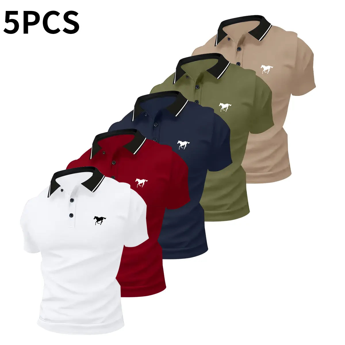 Men's Casual Business Polo Shirt - Versatile Solid Buttoned Top