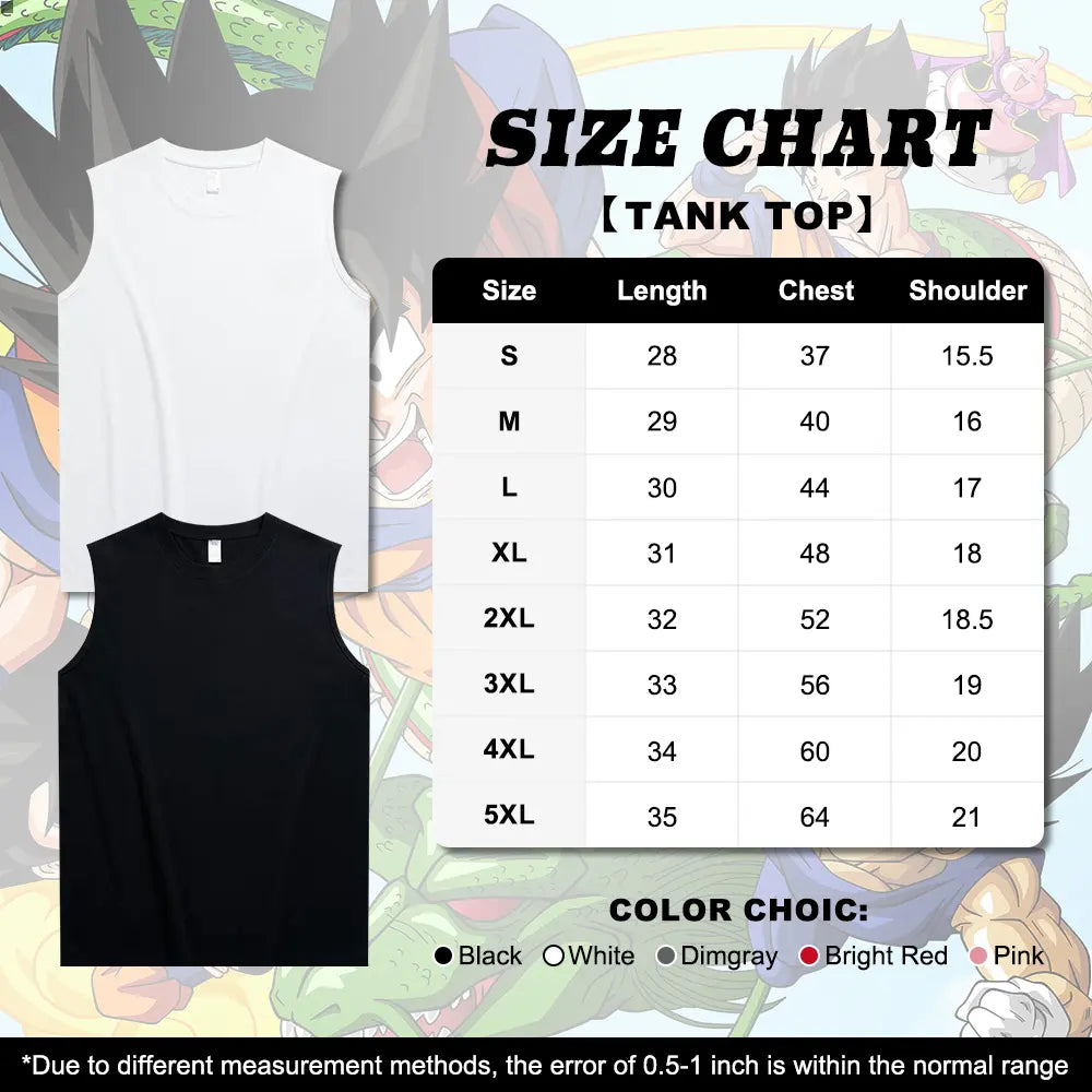 Unisex 90s Graphic Anime Cotton Tank Tops (1/2/3-Pack)