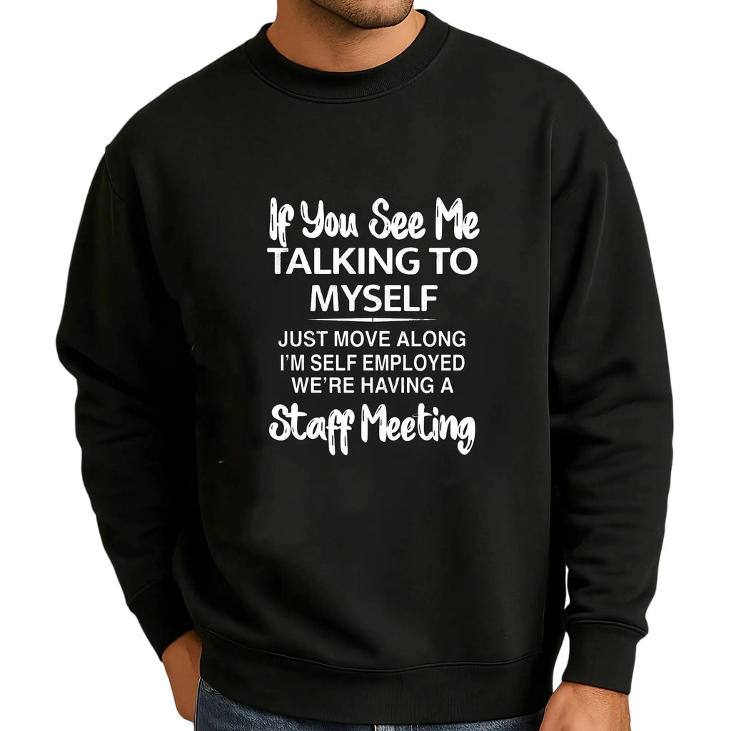 Plus Size Men's Short Sleeve Graphic Print "If You See Me Talking to Myself" T-shirt for Summer, Outdoor Sports Tees