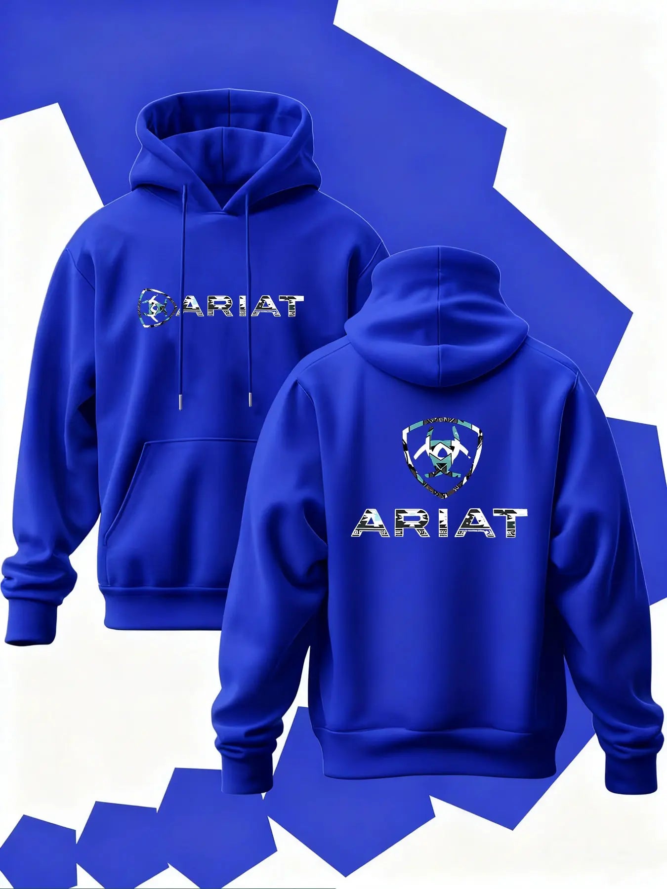 New Men's Hoodie Ariat Print, Soft Stretch Knit Fabric, Long Sleeve, Standard Fit, Casual Daily Wear, Four-Season Hooded Clothing, Fun Style, Essential for Young Adults