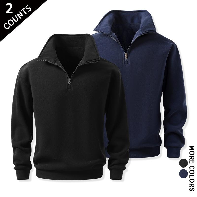 Men's 2-Pack Quarter-Zip Cozy Sweatshirts - Classic Stand Collar Long-Sleeve Mens Clothing, Outdoor Daily Fitness Wear, Guys Anniversary & Boyfriend Birthday Gift