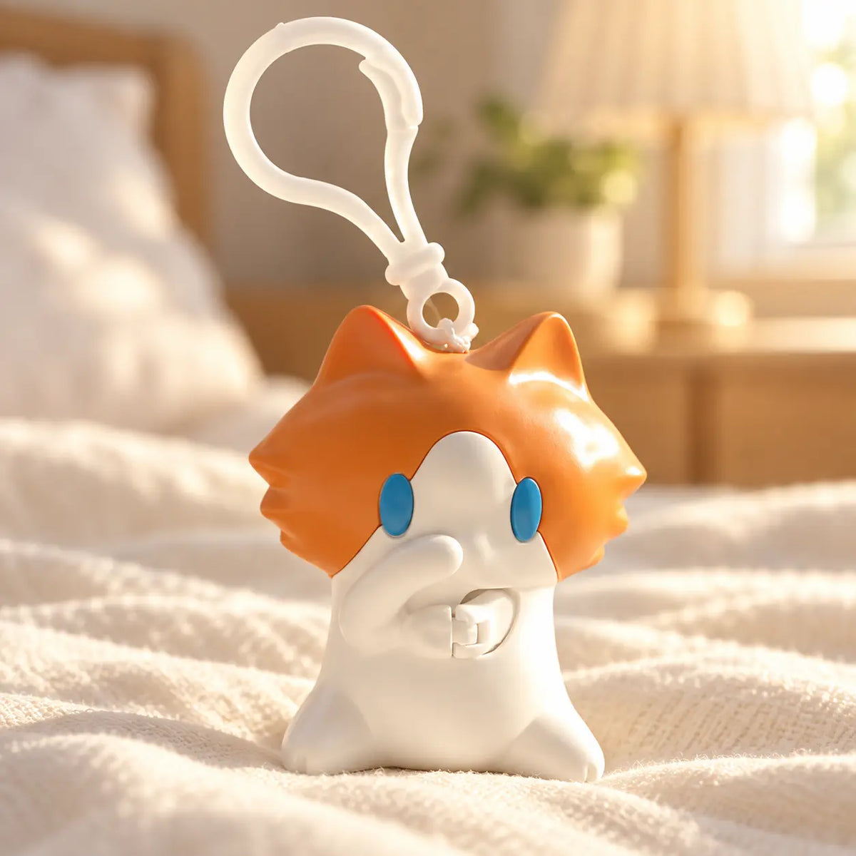 Orange Cat Pull-and-Swing Keychain Toy and Bag Charm