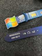 Unisex Y2K Retro Windows Vista Belt, Four-Color Logo Alloy Buckle, Vintage Computer Desktop Print PU Waist Belt, Statement Belt, Printed Belt, PU Leather Belt