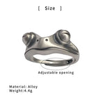GGIRL Personalized Stainless Steel Vintage Frog Ring Cute Little Frog Ring Adjustable Opening for Men and Women,Unique Couple Ring, Quirky Movable Tongue Frog Design, Creative Novelty Statement Ring, Ideal Gift for Friends on Birthday Daily Halloween