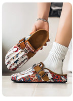 Men's Bohemian Print Mules, Mule Slides, Comfortable Slip-On Sandals, Adjustable Buckle, Soft Insole, Ideal for Daily Wear, Casual Footwear