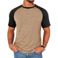 Men's Casual Raglan Short Sleeve Slim Fit T-Shirt (Color Block Baseball Tee)