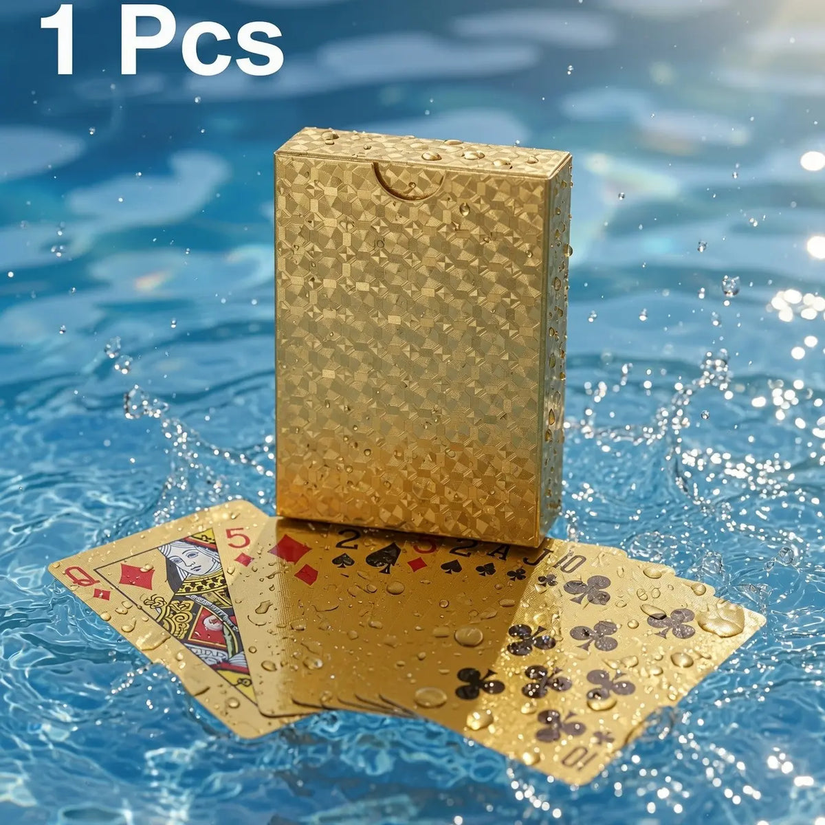 Playing Cards - Waterproof Diamond Textured Foil PET Poker Cards - for Swimming Pool, Beach Club Party, Camping & Magic Show - Premium Sleek Gift for Men, Adults & Friends