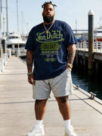 Men's Two-Piece Set, Short Sleeve Casual Outfit, Printed T-Shirt & Shorts, Summer Vacation, Street Wear