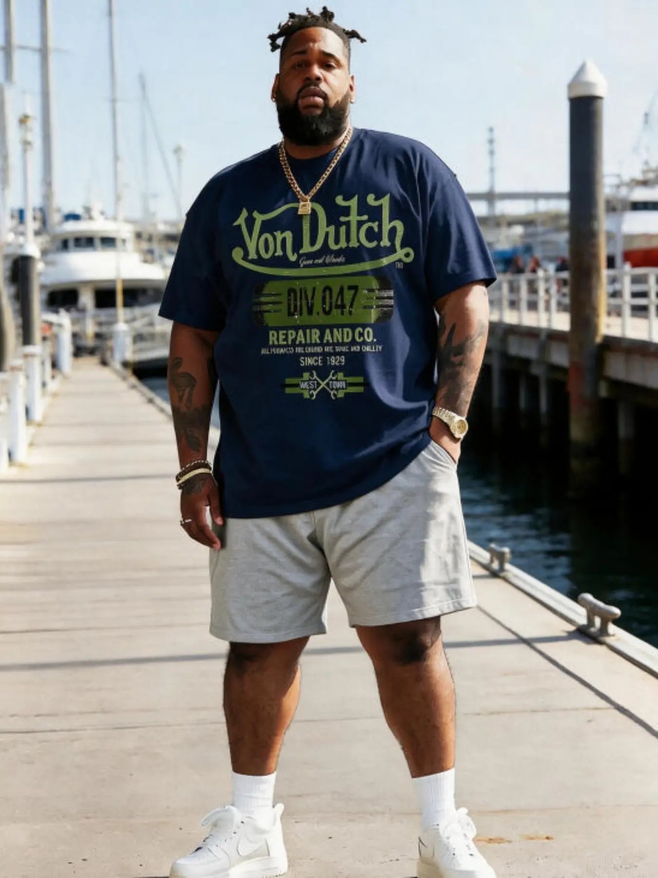 Men's Two-Piece Set, Short Sleeve Casual Outfit, Printed T-Shirt & Shorts, Summer Vacation, Street Wear